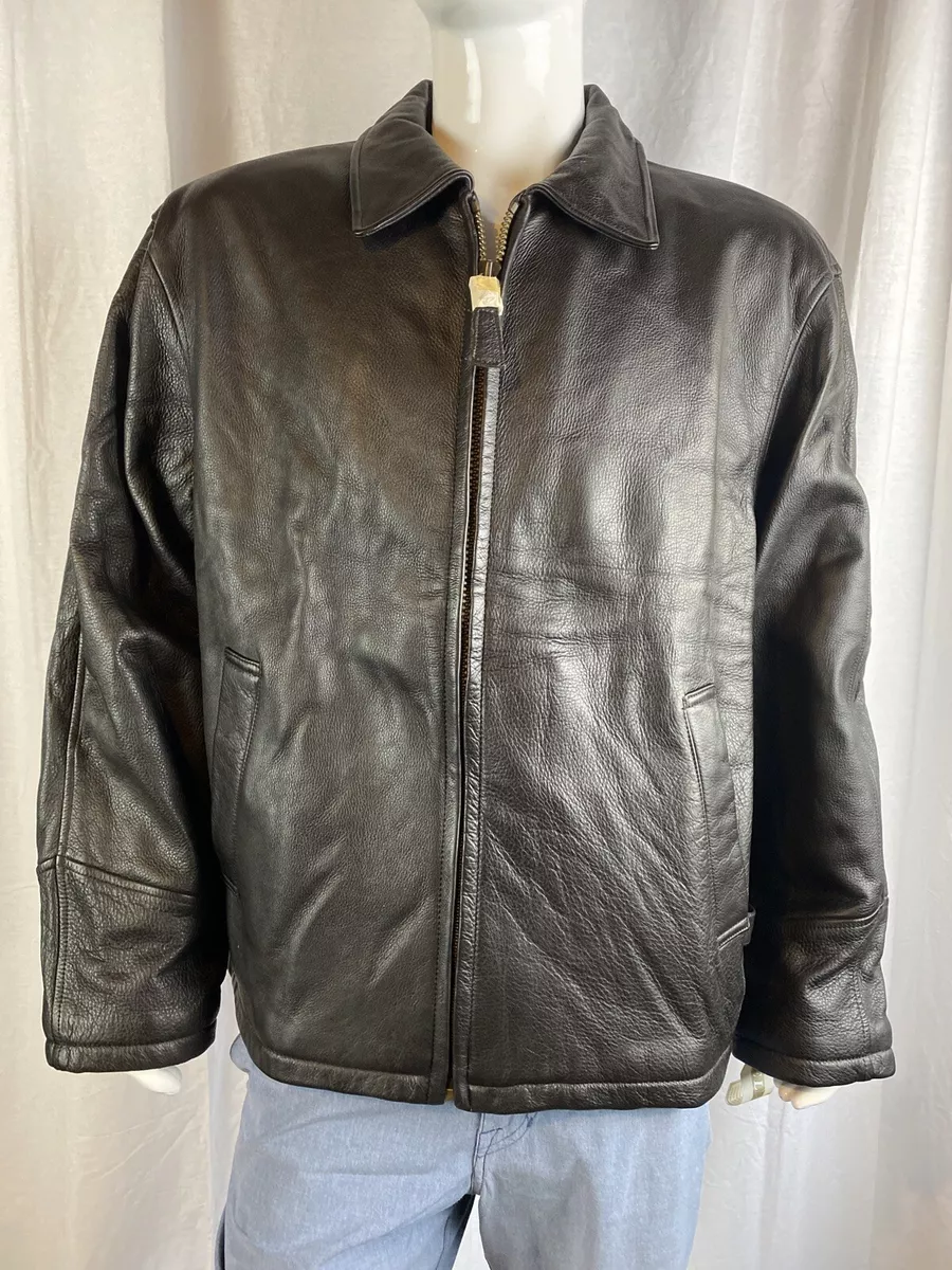 Mens black leather jacket xl clearance