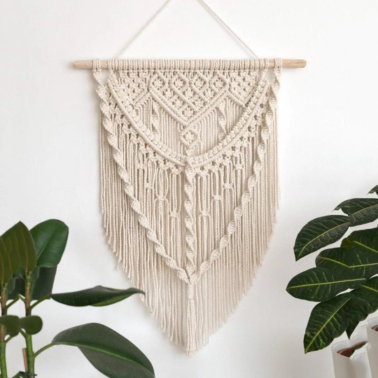 HandmademodernMacramewallhangingbohemianvibes,beige,10<wbr>0%cotton,decor