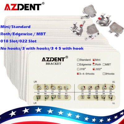 20X Dental Orthodontic Brackets Braces Mini Standard Roth MBT .018 .022 AZDENT
