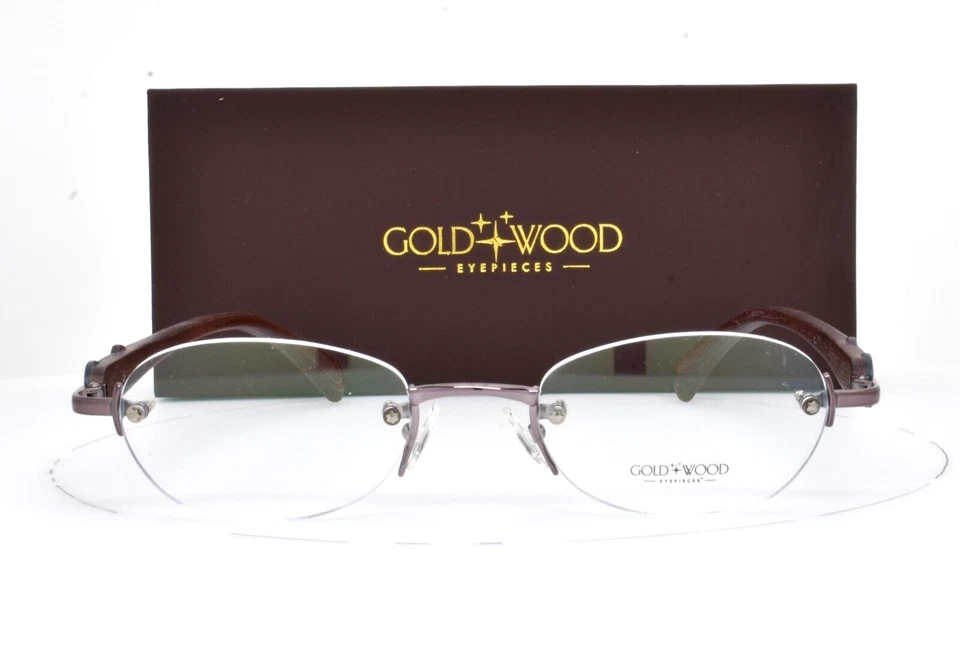 ORO Y MADERA Anteojos Sin Montura Violeta Madera Natural Marrón S29.8 Ac37 Totalmente Nuevos Foto 2 de 4