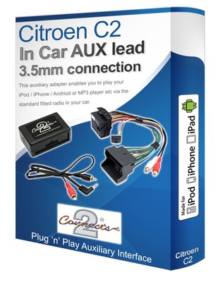 Câble Auxiliaire RCA Pour IPod/iPhone/MP3 - Compatible Citroën DS3, DS4, DS5, C3, C4 Picasso