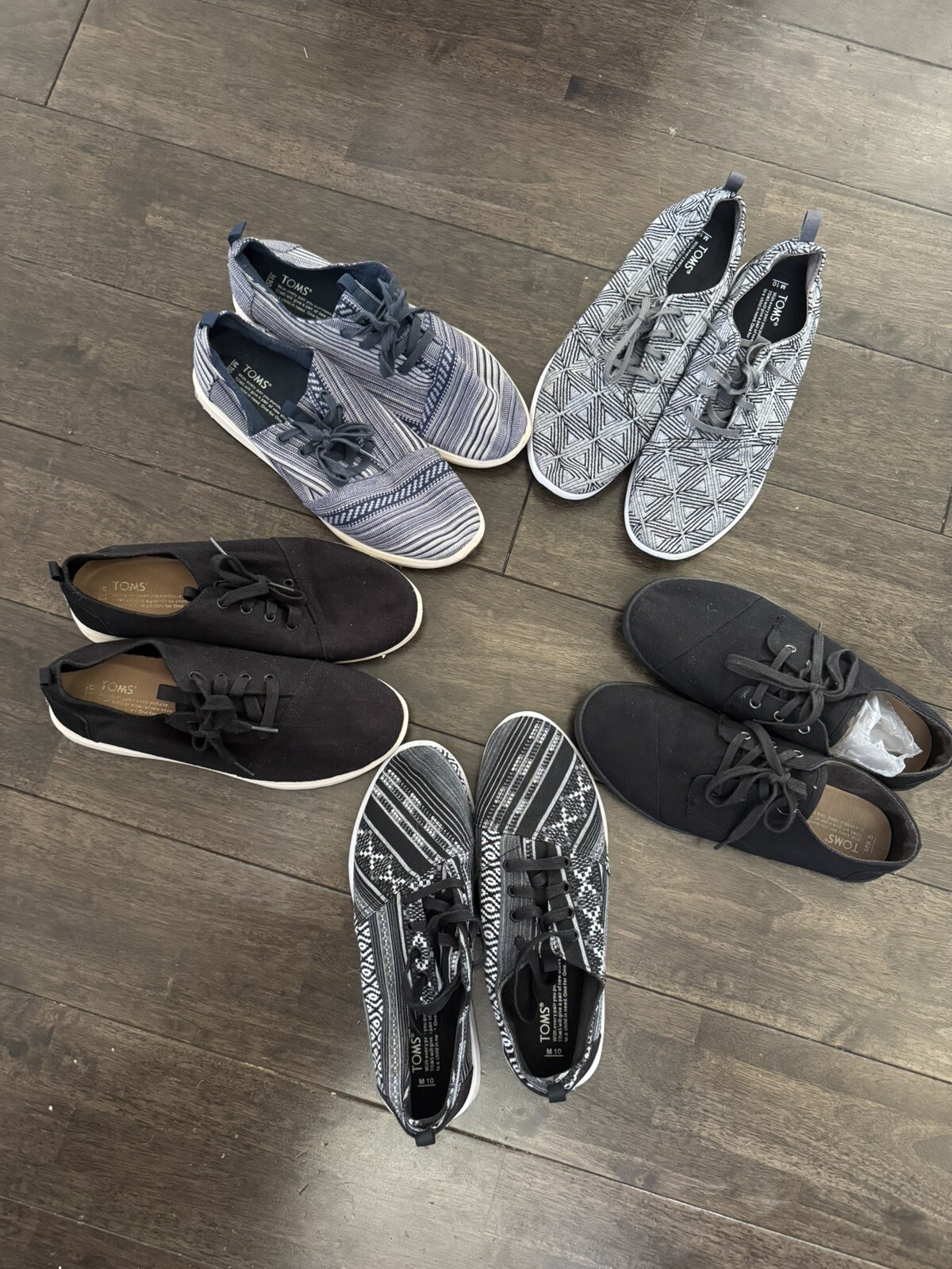 lotto 5 scarpe basse TOMS tela uomo taglia 10