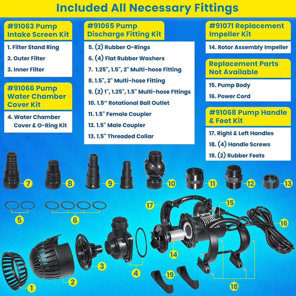 Repuesto para bomba sumergible de estanque para cascada Aquascape 91018 (3000 GPH) Foto 4 de 4