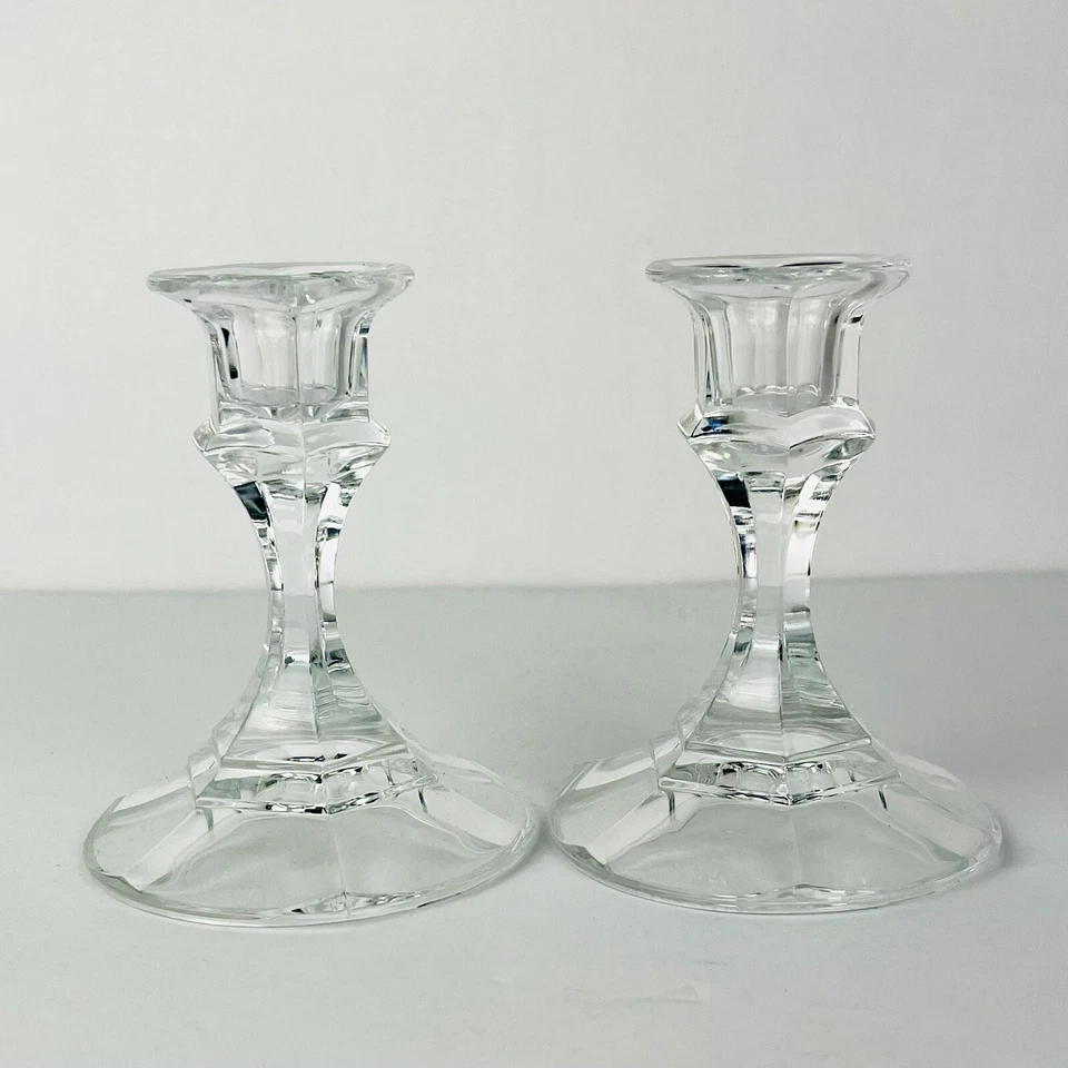 "Par de velas cónicas a juego de colección Libbey de cristal 4""" Foto 2 de 4