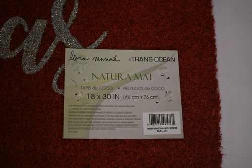 Liora Manne CLA1-161 Natura Merry Christmas Outdoor Coir Mat Red 1'6" x 2'6" - Picture 3 of 6