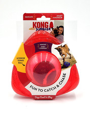 KONG Jumbler Flinger w/Tennis Ball Small/Medium Red Squeaky Tug  Fetch Dog Toy