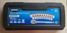 NEW HART 23-Piece 1/2-inch Drive SAE MM Mechanics Set with Ratchet Chrome Finish