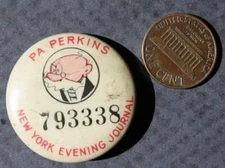 1920-30s Era New York Evening Journal Pa Perkins #'d pin Polly and Her Pals-----