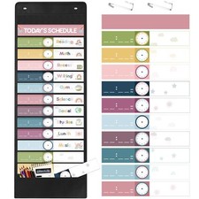 32 Pcs Daily Schedule Pocket Chart Rainbow Pocket Charts Classroom Pocket Cha...