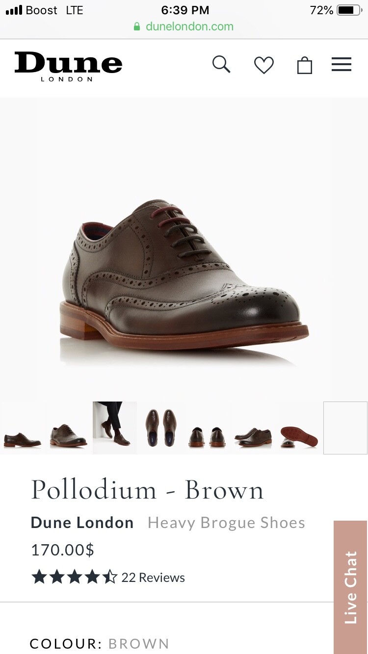 Mens Dune London Wingtip Brogue Leather 
