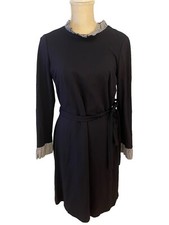 NWT 1901 Built In Stripe Collar  Shirt Dress Size 12 Belted Work Career Dress