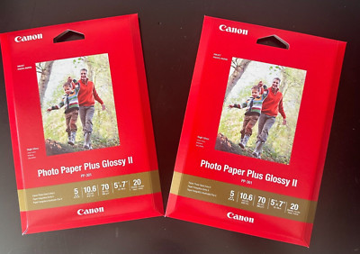 Canon Plus Glossy 2 PP-301 Inkjet Printer Photo Paper 20 Sheets 5''x7'' 2-Pack NEW