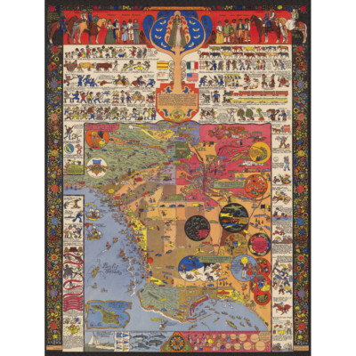 Karte Mora 1942 Los Angeles Historischer Freizeit Leinwand Wandbild Kunstdruck Poster