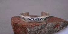 Augustine Mowa - Hopi Sterling Silver 1/2" Wide Cuff Bracelet - 6 7/8"