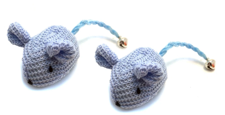 KATS'N US Crochet Mouse Cat Toy - 2 Pk Blue