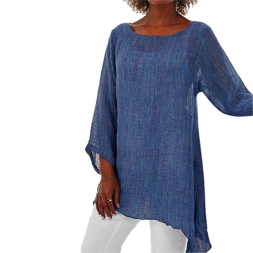 Plus Size 8-20 Womens Kaftan Long Sleeve Tunic Tops Ladies Shirt Casual Blouse - Picture 20 of 102