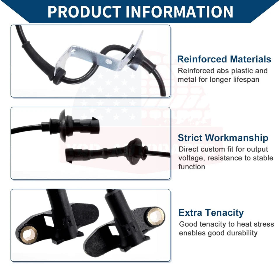 2 Front Side ABS Wheel Speed Sensor for Chrysler Sebring Dodge Stratus 2001-2006 Foto 3 de 4