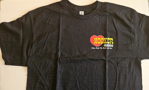 Hooker Headers Men's T-Shirts, Black(233) or White(135) 100% Cotton. NHRA Drag - Picture 5 of 6