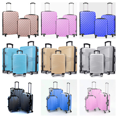 Hartschalenkoffer Gepäck Schale PC + ABS Handgepäck Koffer 4 Rollen Reisetasche leicht 3-teilig