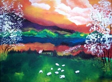 Landscape 11x14 Acrylic painting on canvas original