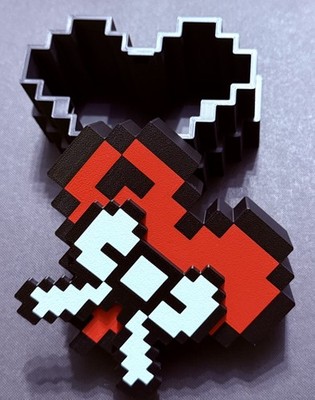 Schleife 8 Bit Pixel rotes Herz 3D-gedruckt Schmuckstück Geschenk Schloss Box Liebe Valentinstag Gamer