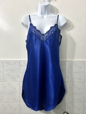 Vtg Victoria  s Secret Lingerie Mini Slip Dress Size M Fairy Royal Blue Whimsy