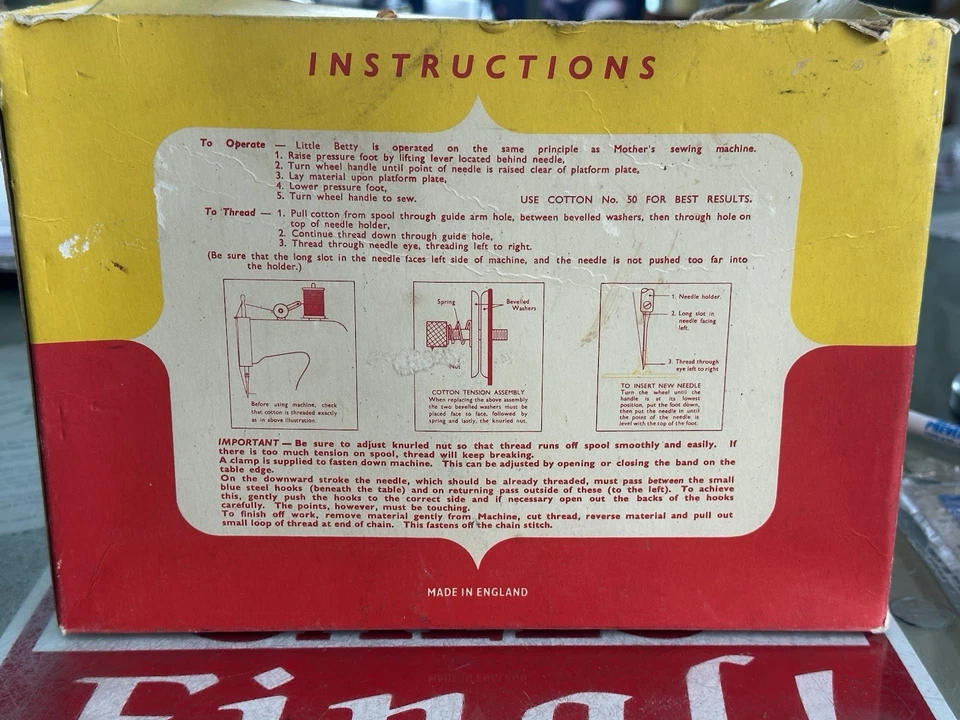 Vintage  Sew-o-Matic Senior Toy Sewing Machine by  Straco. "Little Betty" W/ Box - Image 3 of 4