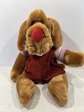 Wrinkles The Dog Hand Puppet Red Corduroy Overalls Full Body.