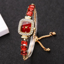 Fashion Square Diamond Dial Women Quartz Wristwatch Ladies Rhinestone Bracelet