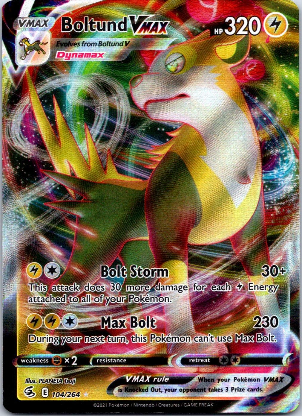 Boltund VMAX 104/264 Holo VMAX Rare Fusion Strike Pokemon Near Mint