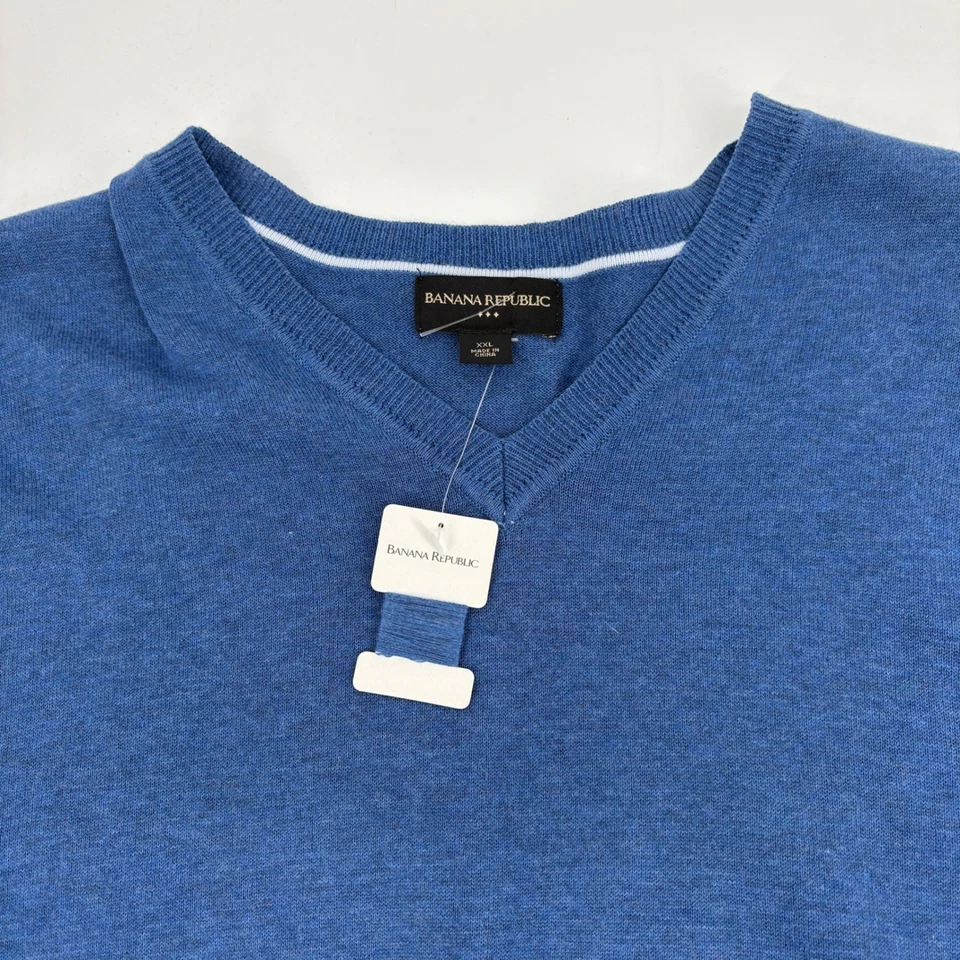 NWT Banana Republic V-Neck Sweater Vest Classic Cotton Blue Size XXL Business - Image 4 of 4
