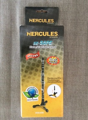 Hercules DS640BB Deluxe Flute/Clarinet Folding Stand Telescopic Velvet Peg w/bag