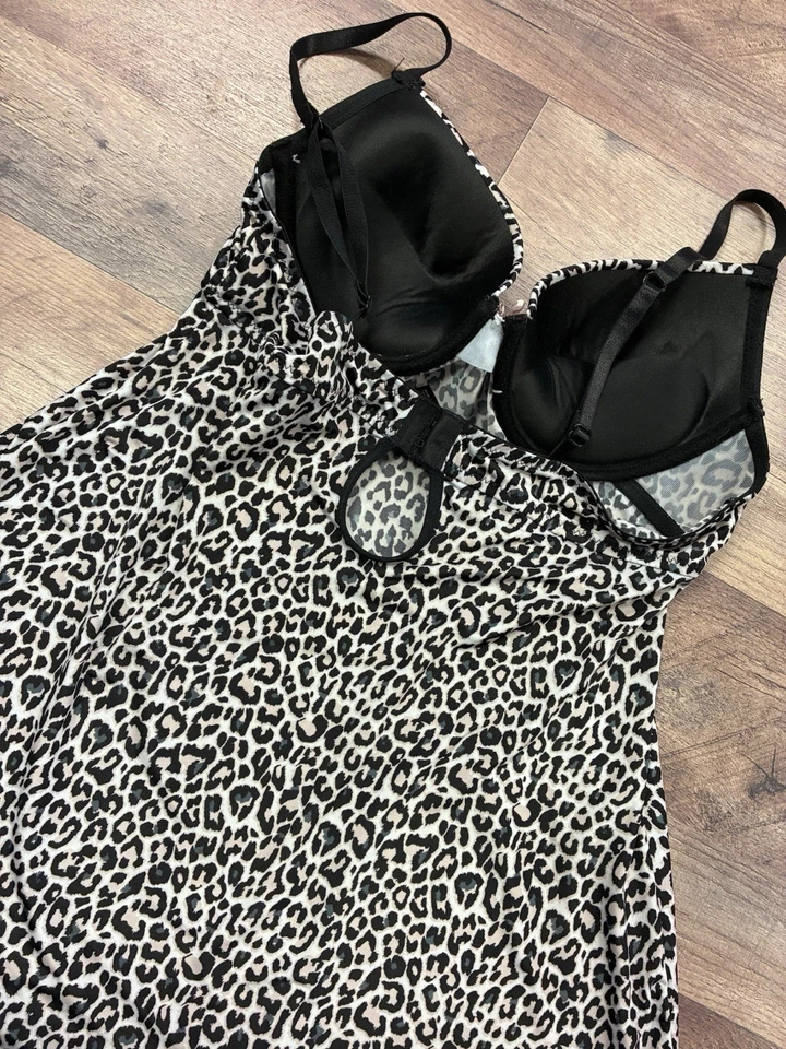 Camiseta sin mangas Babydoll vintage con estampado de guepardo de leopardo lencería M lazo de encaje Y2K años 90 Foto 4 de 4