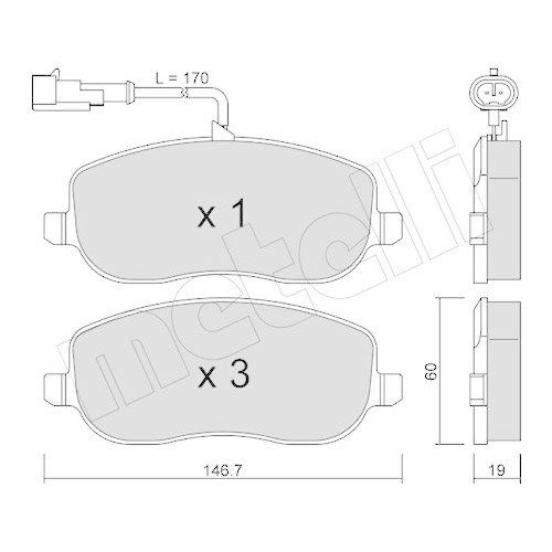 Plaquettes de frein Metelli 22-0530-1 pour trajets sereins en Fiat
