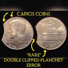 RARE "DOUBLE CLIPPED PLANCHET" UNC 1976 BICENTENNIAL KENNEDY HALF DOLLAR ERROR!