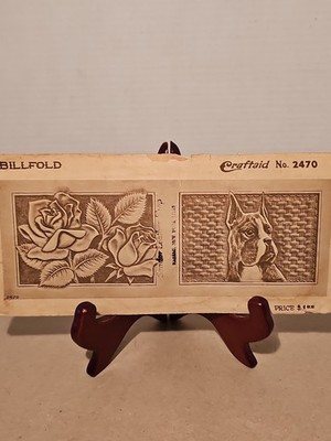 Vintage Craftaid Leather Template Rose Boxer No. 2470 Billfold Pattern Dog USA