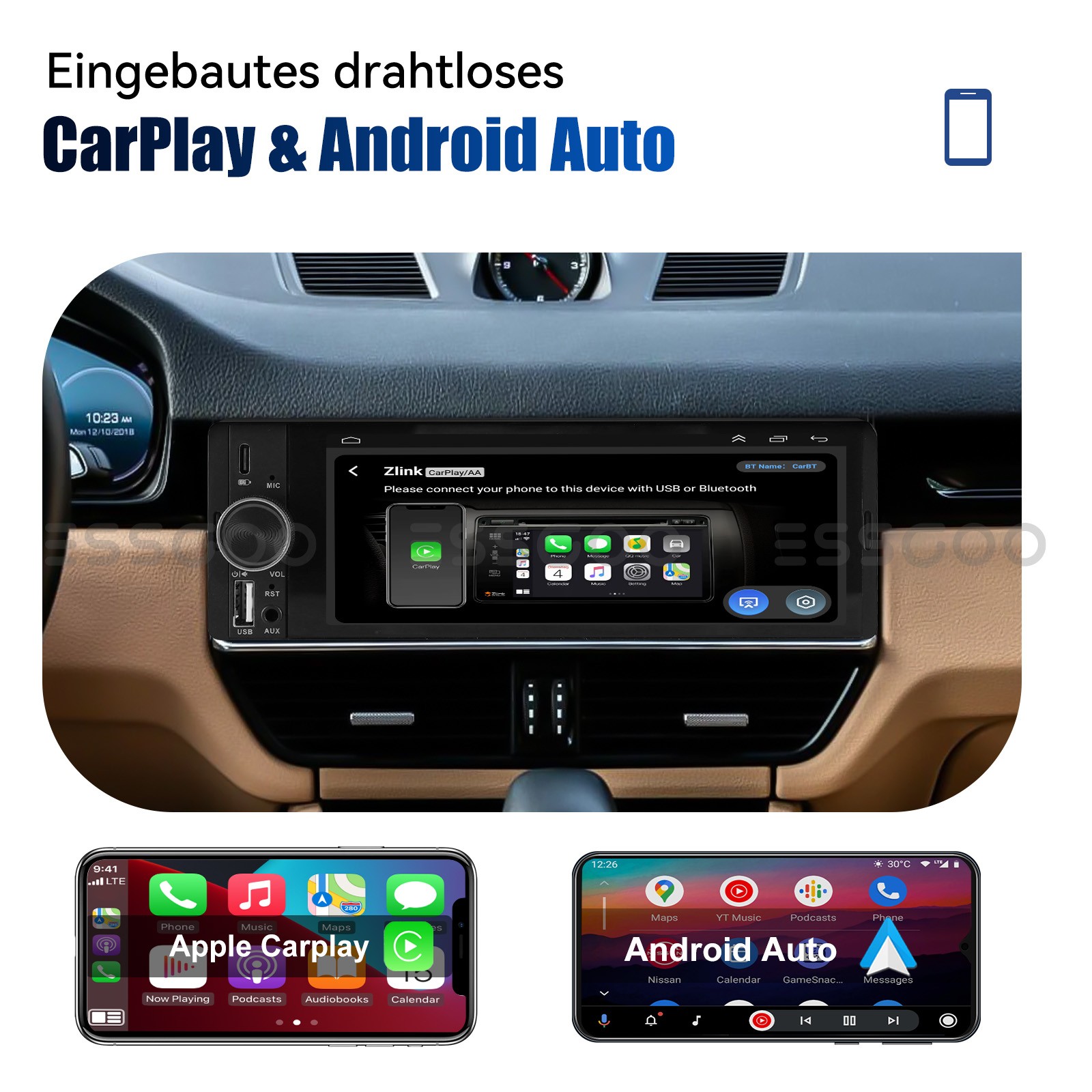 Autoradio 1 DIN 6,36" con Bluetooth e Android Auto foto 5