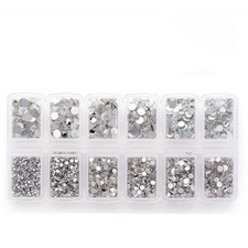 4200 Pack Clear Flat Back Rhinestones for Craft, Round Crystal Gems Stickers ...