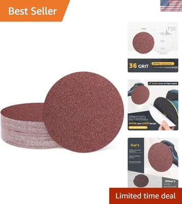 25 Pcs 6 Inch Sanding Discs, 36 Grit Hook and Loop Sandpaper, No-Hole Aluminu...