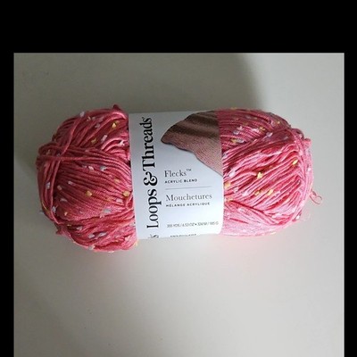Loops & Threads Flecks Acrylic Blend Yarn Pink Yellow White 4 Medium Skein