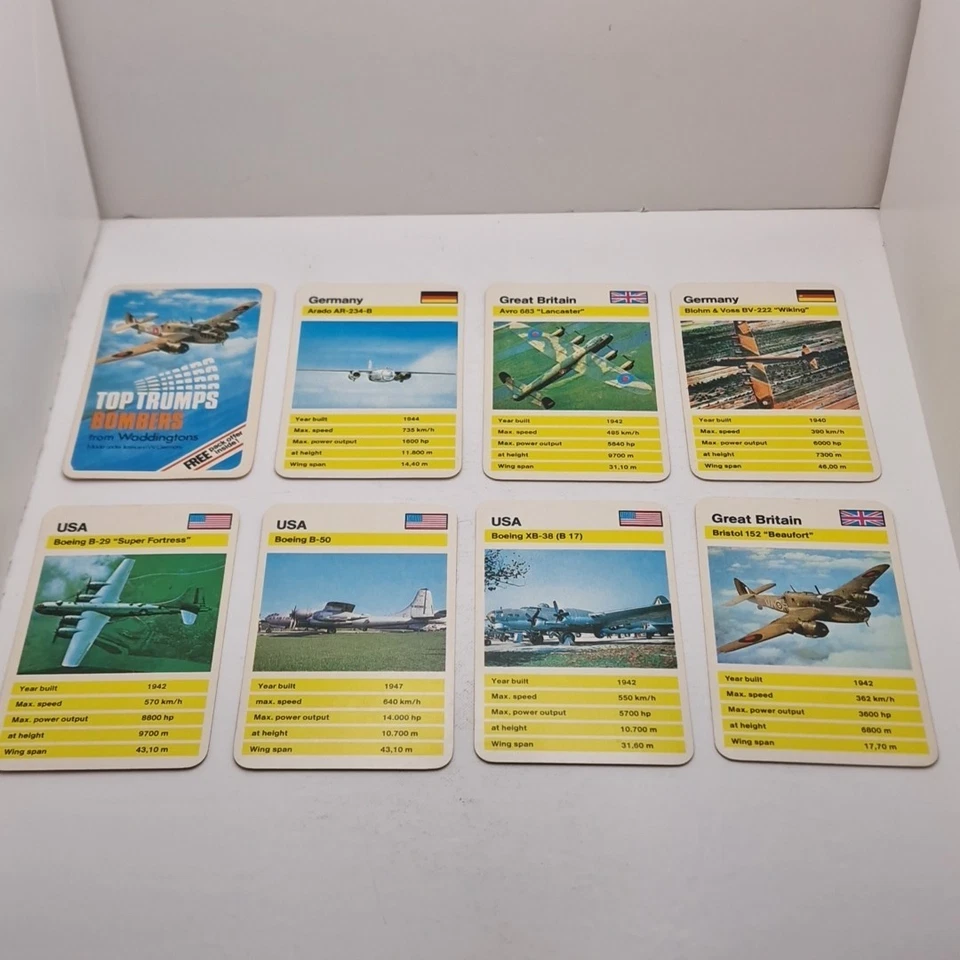 Vintage Waddingtons Top Trumps Universal Series 1982 Bombers - Image 3 of 4