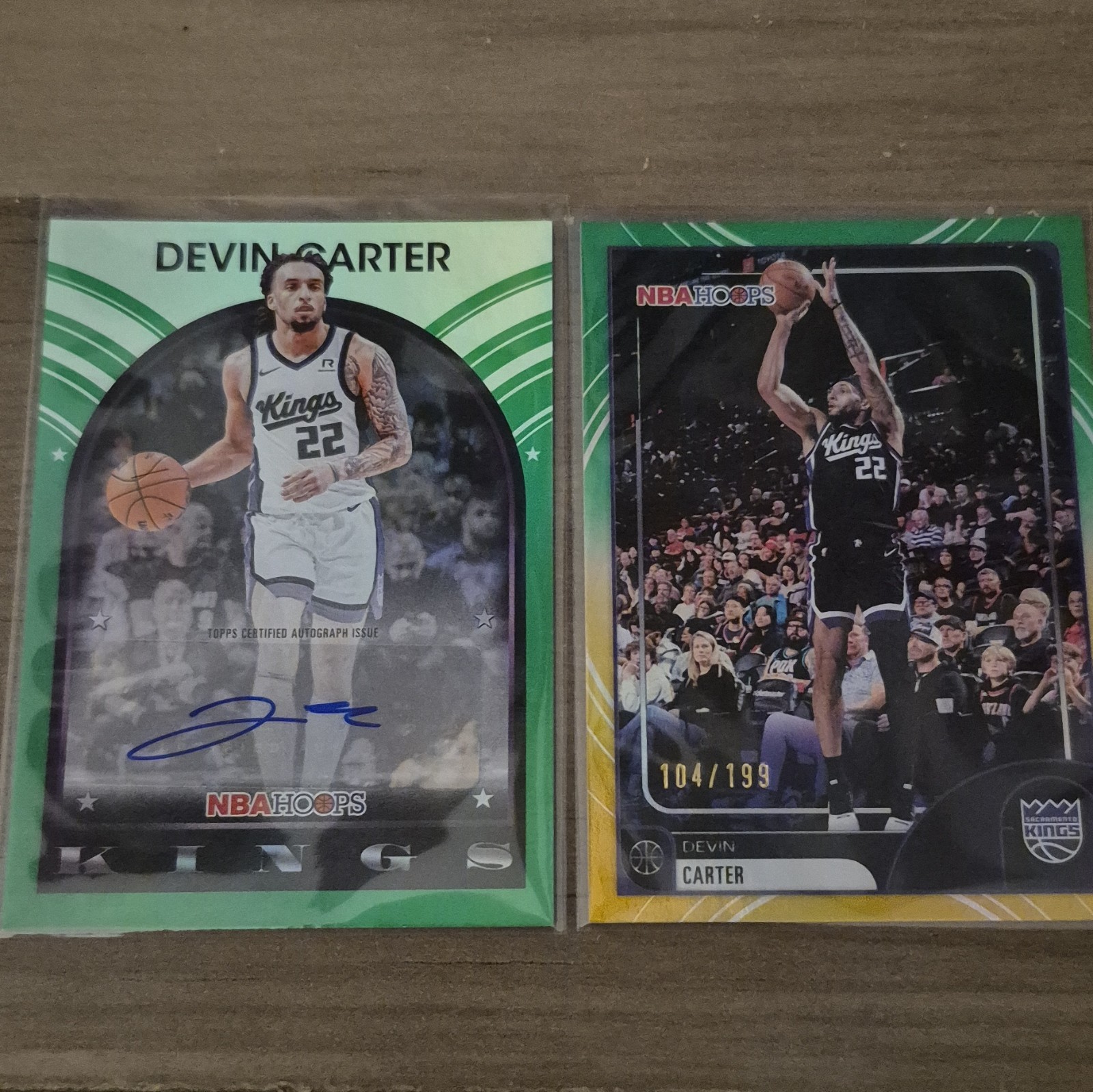 Topps 2026 Devin Carter Kings 2-Card Lot NBA Hoops Auto #89S-DC #46/199