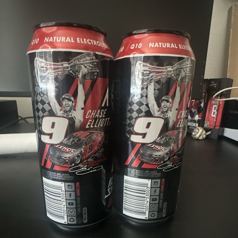 Adrenaline Shoc Wave Energy Drink Cans x2 Chase Elliott #9 NASCAR Graphics