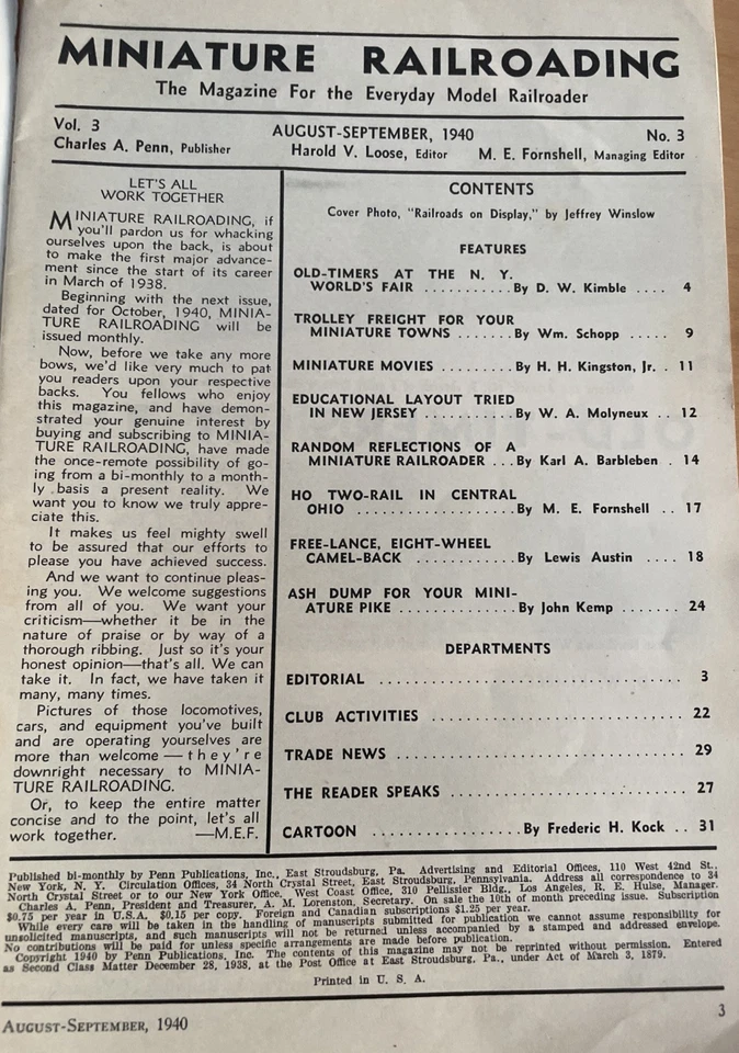 Vintage Miniature Railroading Model Railway Train Magazine (US) - Aug-Sep 1940 - Image 4 of 4