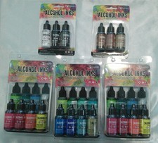Variety Of 5 Tim Holtz Alcohol Inks Packs Spectrum, Greens/Blues, More 