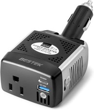 BESTEK 150W Power Inverter 12V DC to 110V AC, PD 30W QC 18W Car Charger