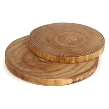  2 Pack Large Wood Slab Serving Board, 9"-10"/11"-12" Wood Cheese Server Round 