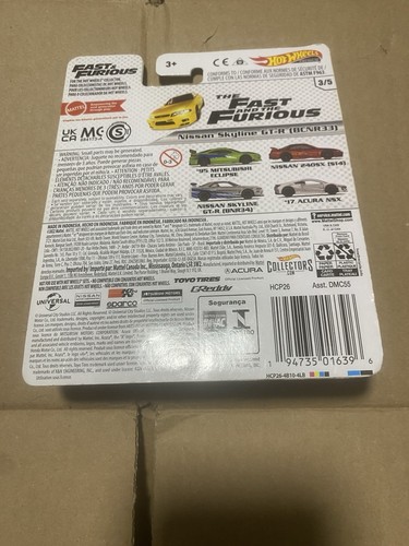 Hot Wheels Premium Fast and Furious NISSAN SKYLINE GT-R R33 BCNR33 Yellow - Picture 2 of 2