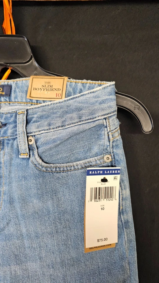 Polo Ralph Lauren Girls Embroidery Logo Blue Slim Boyfriend Denim Jeans Size 10 - Image 3 of 4