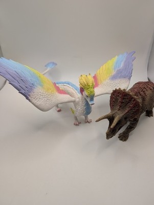 Schleich Figuren Set Dinosaurier Triceratops + Drache bunt gebraucht gut